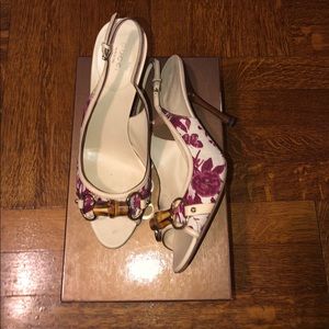 Gucci floral sling back sandals